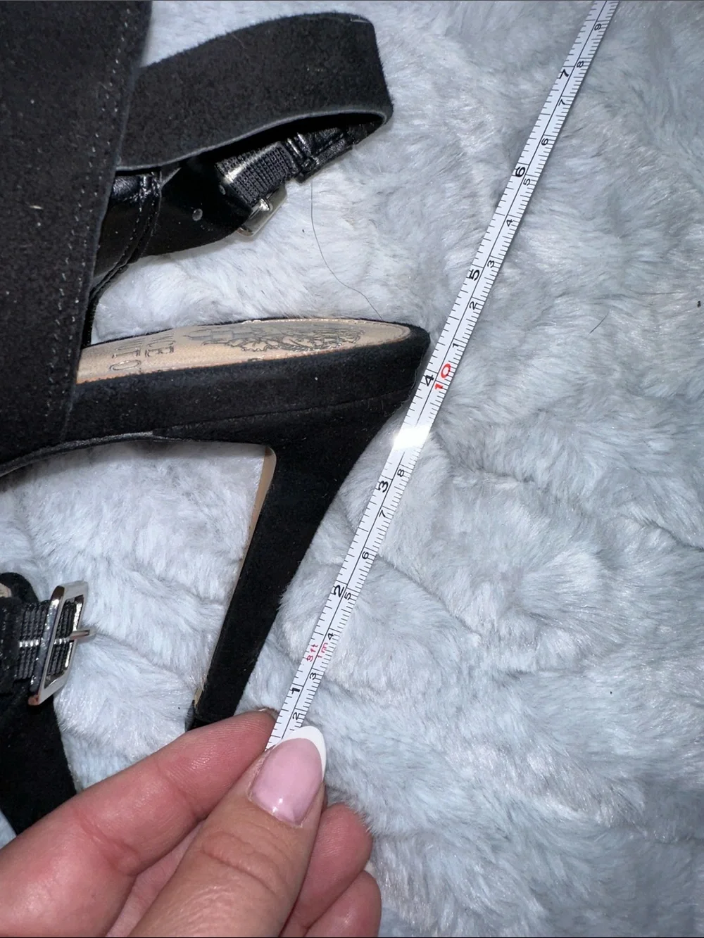 Vince Camuto Black Suede Peep-Toe Slingback Stiletto Heels